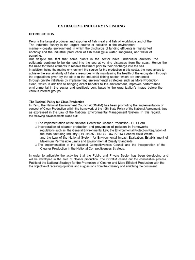 Sustainable Fishing Practices in Peru | PDF | Waste Management | Clean ...