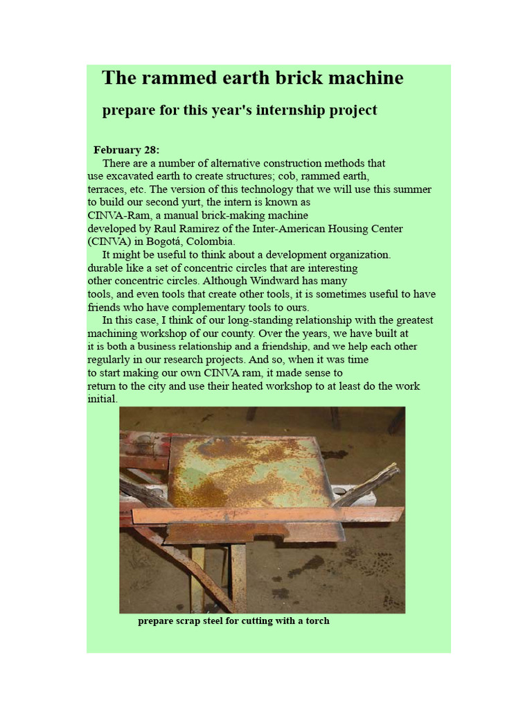 The Rammed Earth Brick Machine | PDF | Drill | Welding
