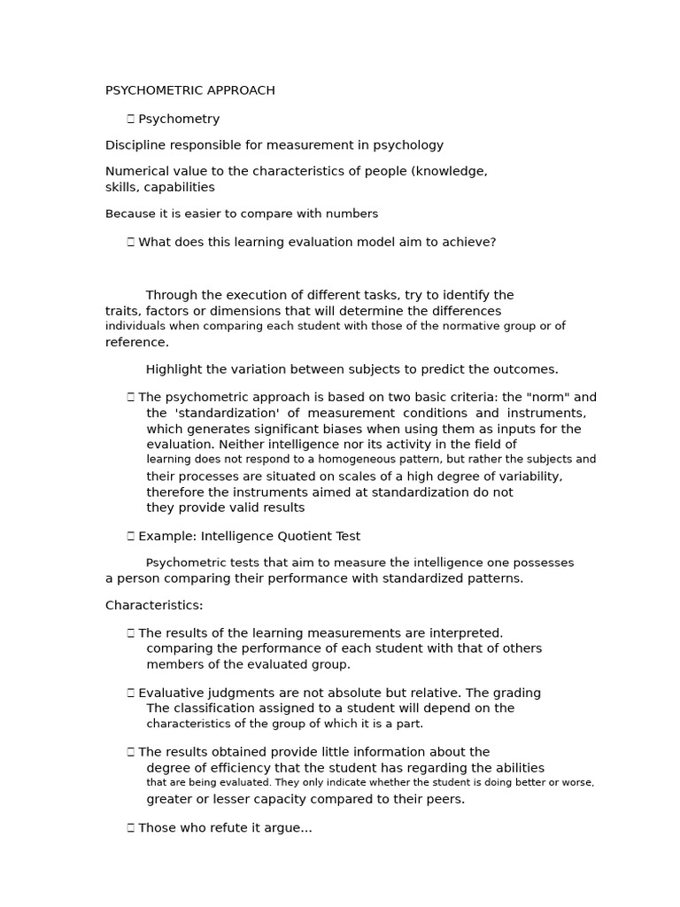 Understanding the Psychometric Approach | PDF | Psychometrics | Learning