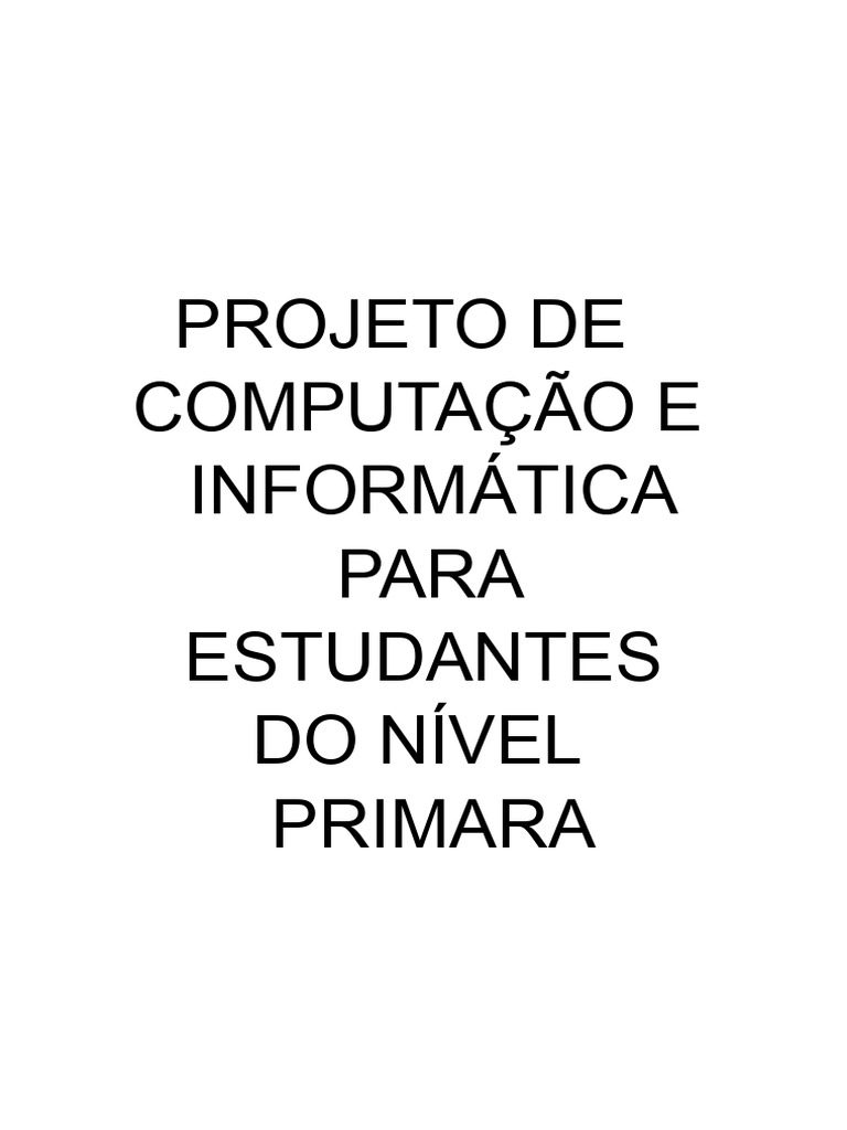 Projeto de Informática para Crianças | PDF | Swift (linguagem de ...