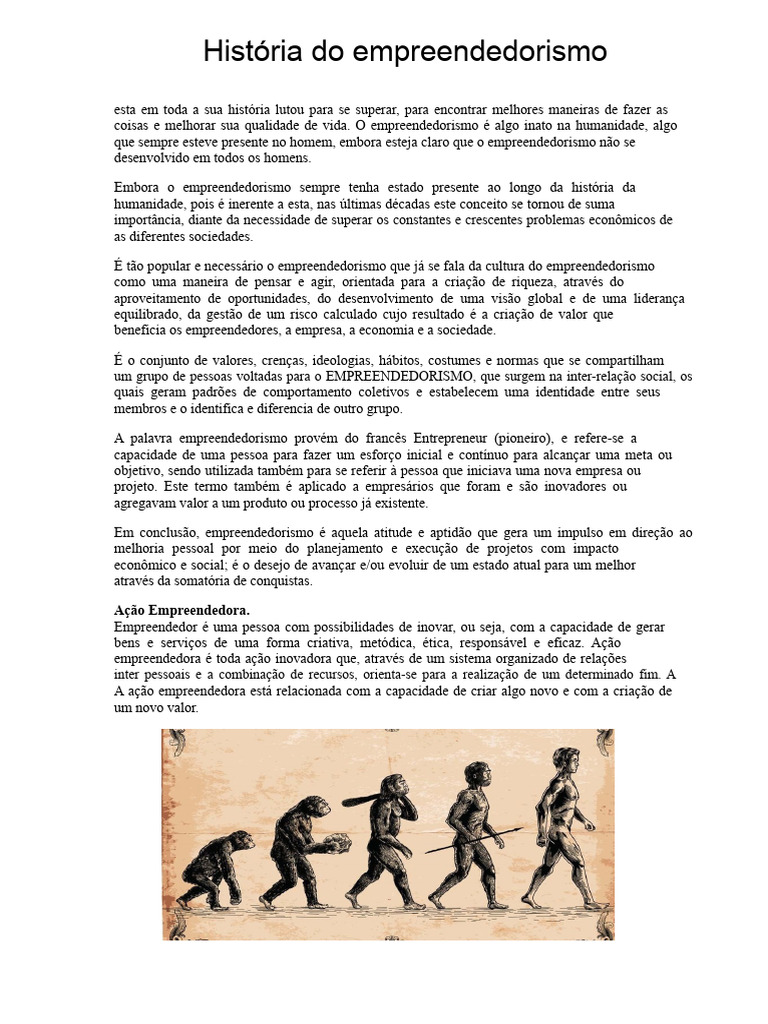 Evolução e Importância do Empreendedorismo | PDF | Empreendedorismo ...