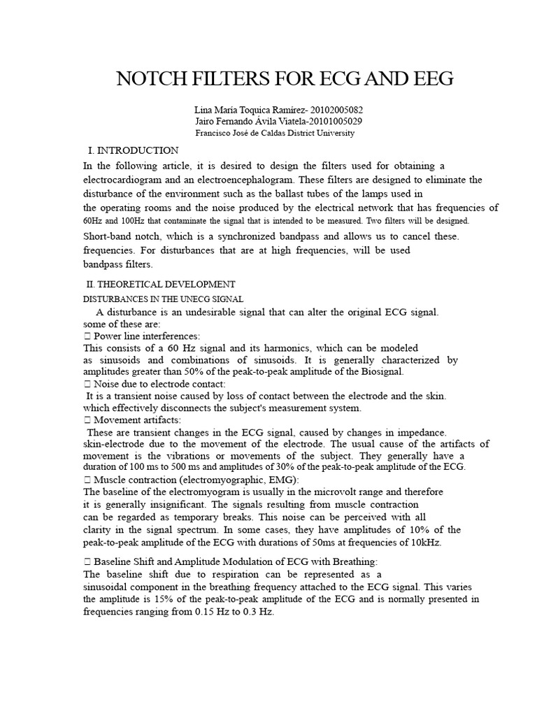 Notch Filters for ECG and EEG Signals | PDF | Electroencephalography ...