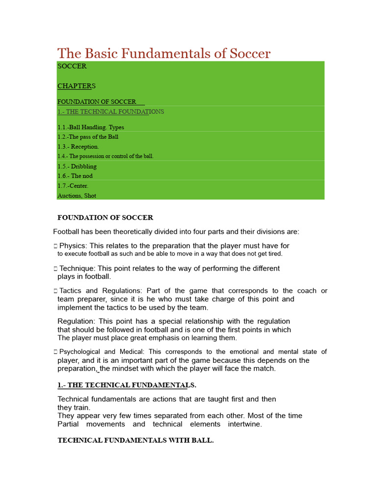 Basic Soccer Technical Fundamentals | PDF | Foot | Association Football