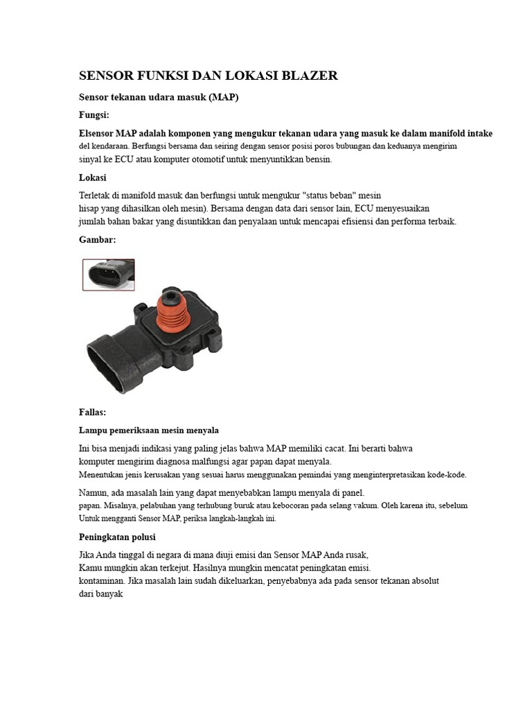 Fungsi dan Lokasi Sensor MAP Mobil | PDF