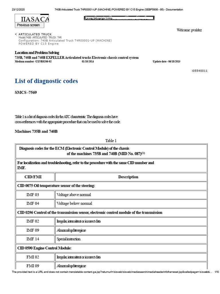 740B Articulated Truck C15 Engine Codes | PDF | Computer Engineering ...