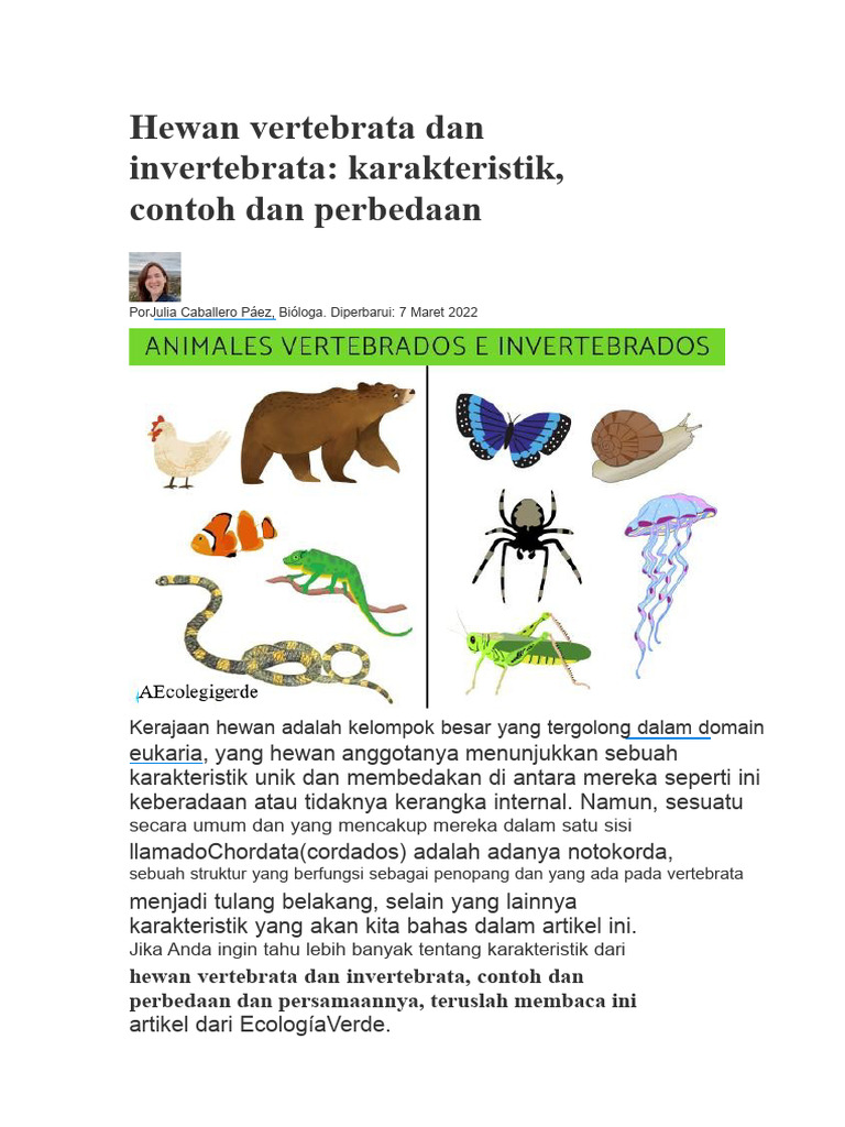Karakteristik dan Contoh Hewan Vertebrata | PDF