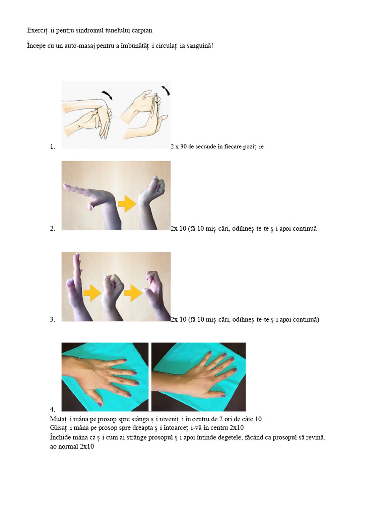 Exerciții Pentru Sindromul Tunelului Carpian | PDF