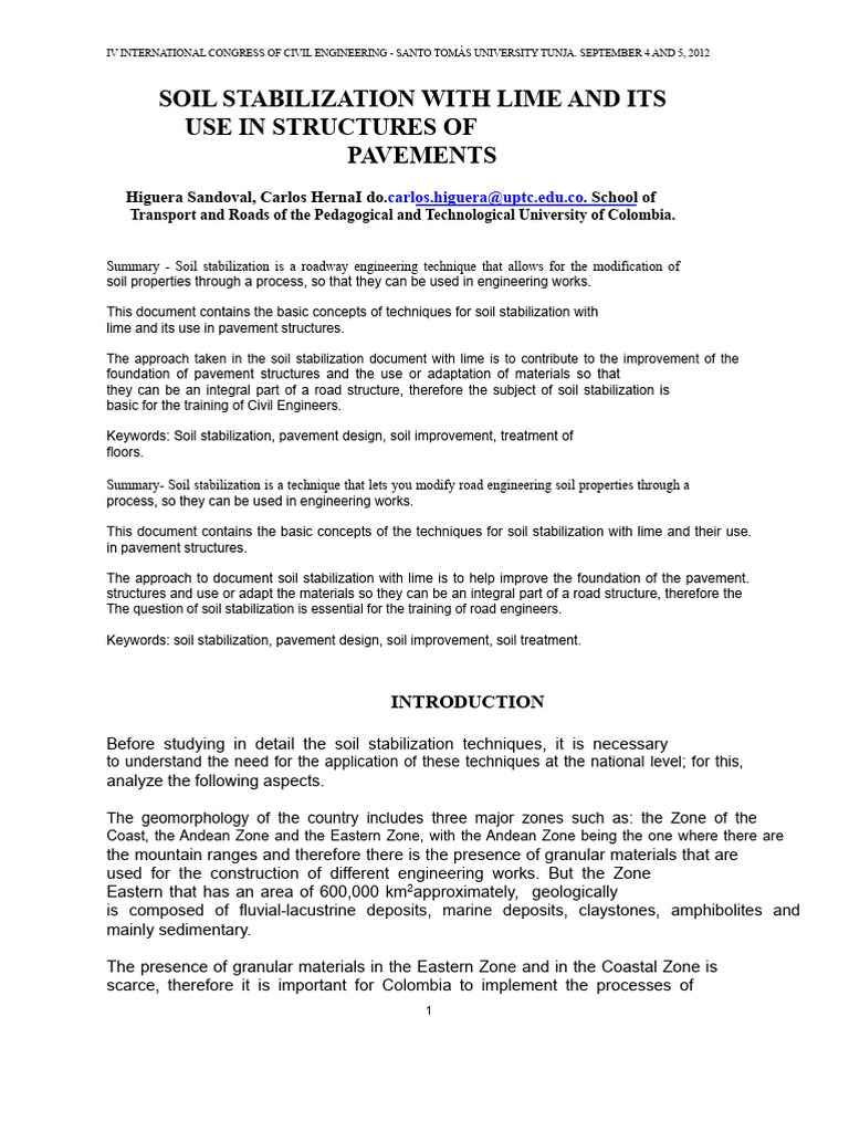 Soil Stabilization with Lime in Pavements | PDF | Lime (Material ...