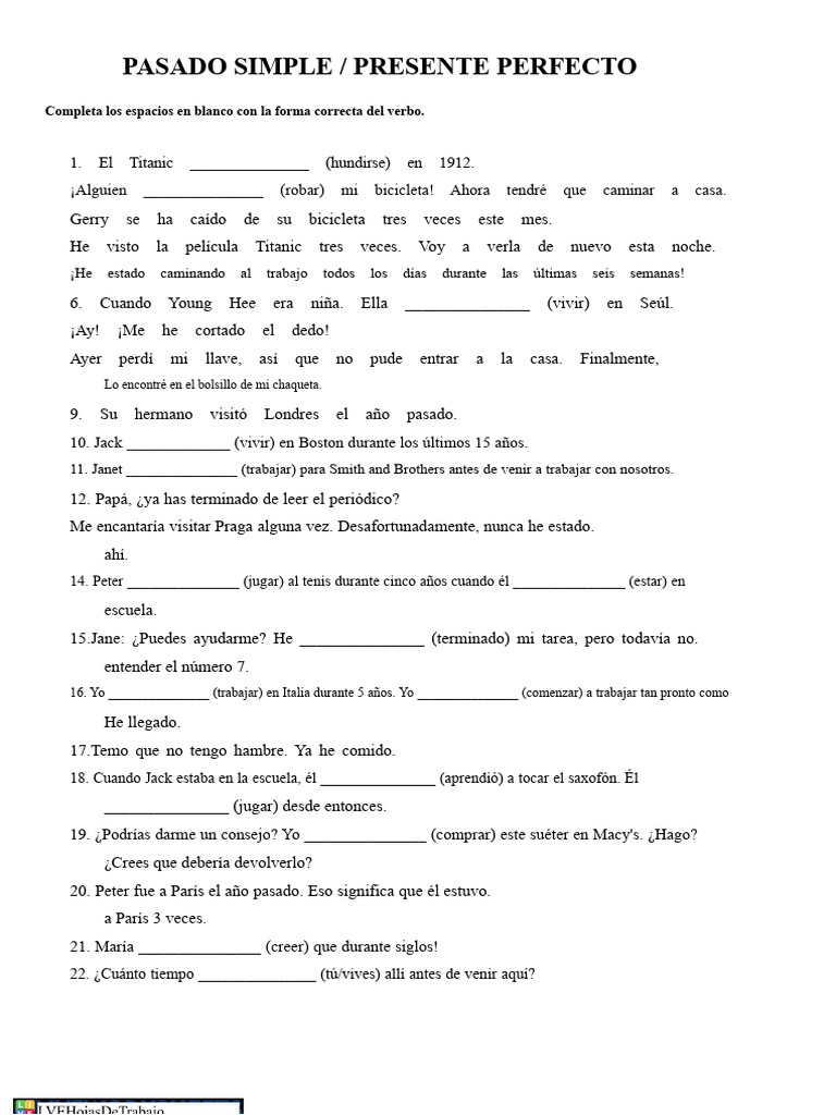 Pasado Simple / Presente Perfecto | PDF