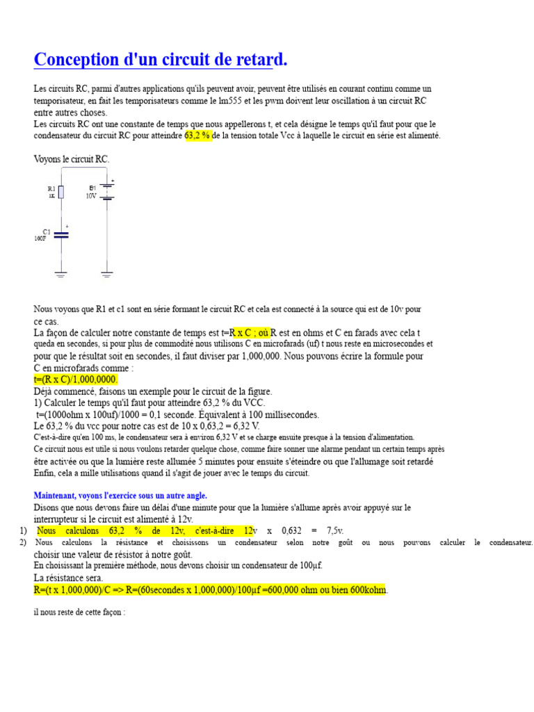 Conception D'un Circuit de Délai | PDF | Amplificateur électronique ...