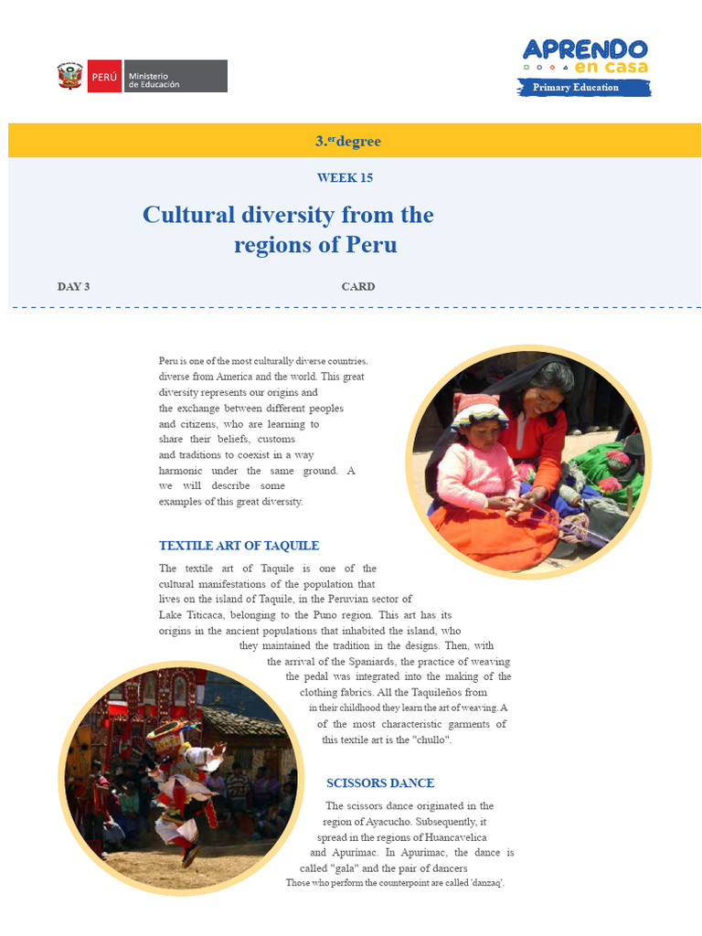 s15 Prim 3 Resource Sheet Cultural Diversity From The Regions of Peru ...