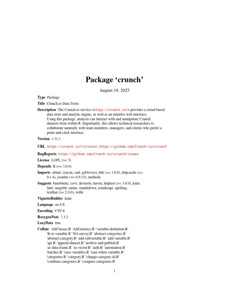 Crunch.io R Data Analysis Tools | PDF | Computing | Information Science