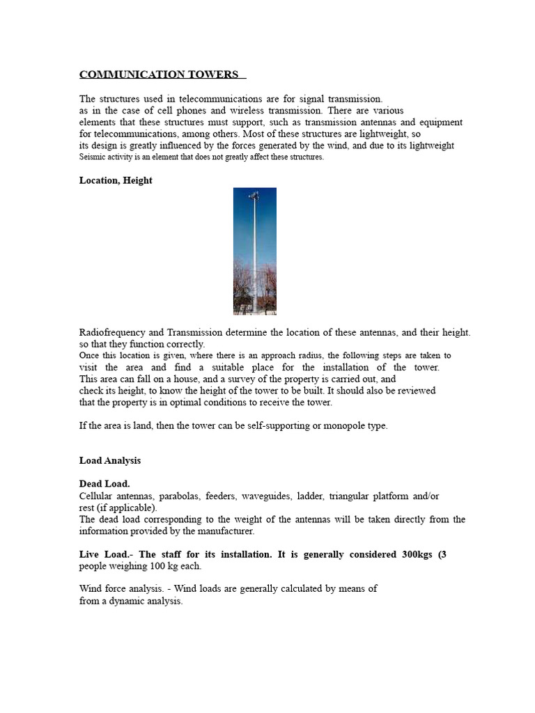 Types and Design of Communication Towers | PDF | Electronics ...
