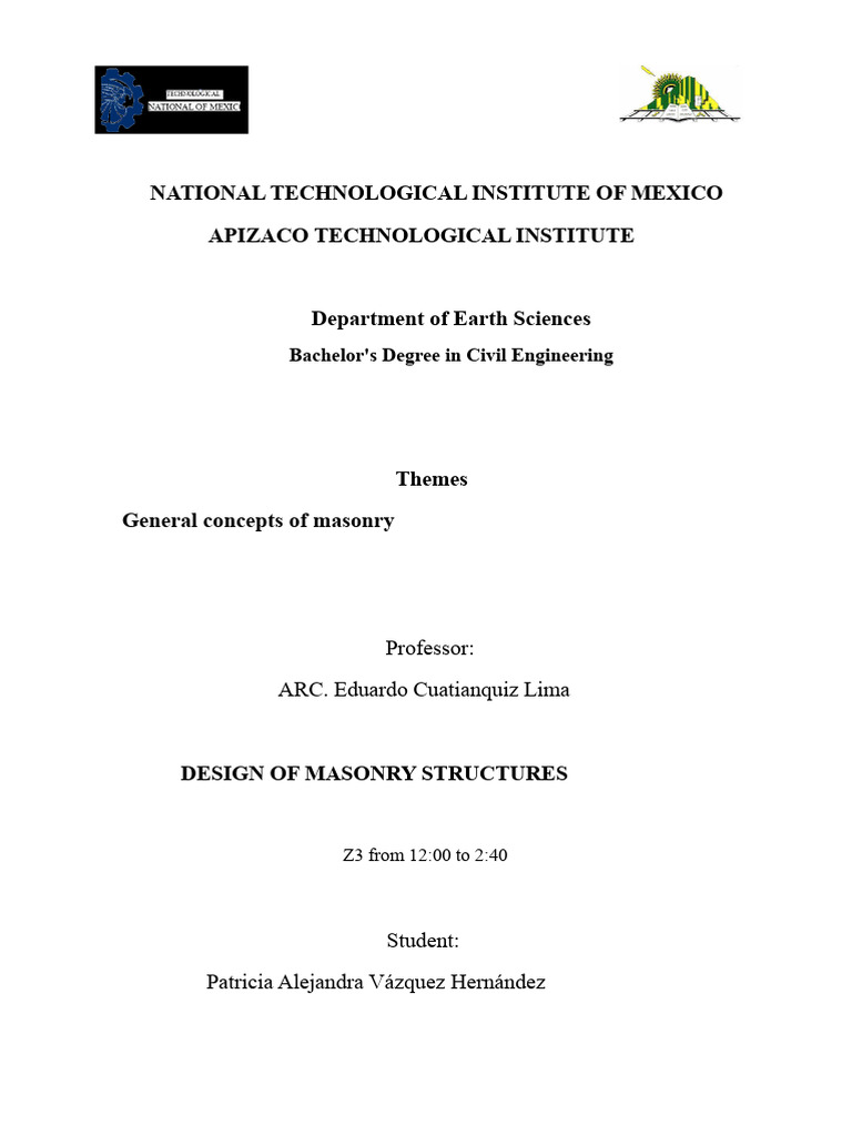 Masonry Structures in Civil Engineering | PDF | Masonry | Wall