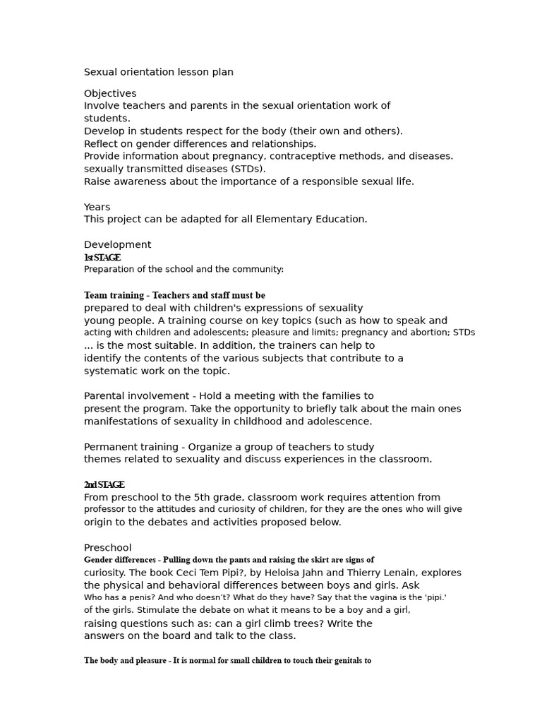 Sexual Orientation Lesson Plan | PDF | Lesson Plan | Adolescence