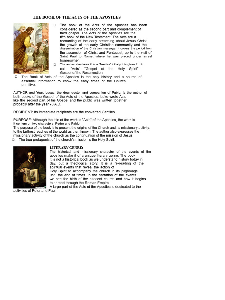 The Book of The Acts of The Apostles 3° - 2016 | PDF | Acts Of The ...
