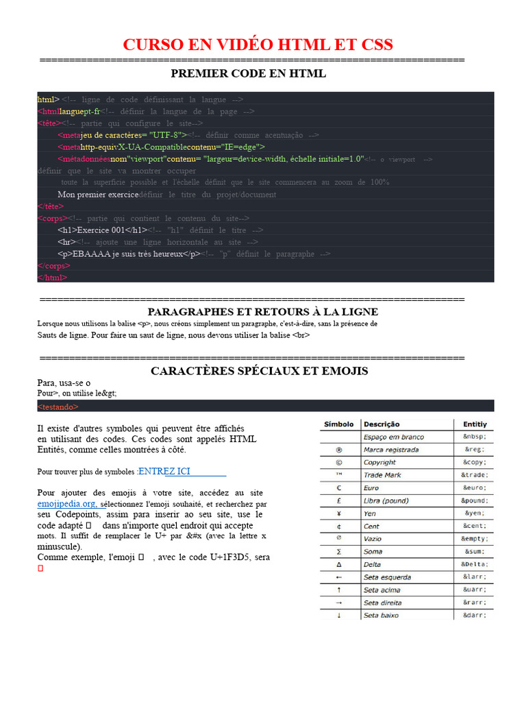 Cours en Vidéo HTML Et CSS | PDF | Langage de balisage | Html