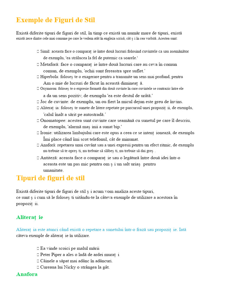 Exemple de Figuri de Stil | PDF