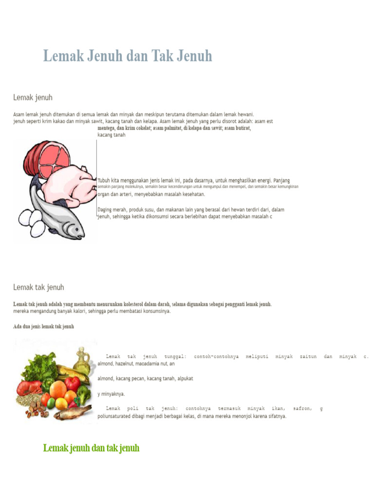 Perbedaan Lemak Jenuh dan Tak Jenuh | PDF