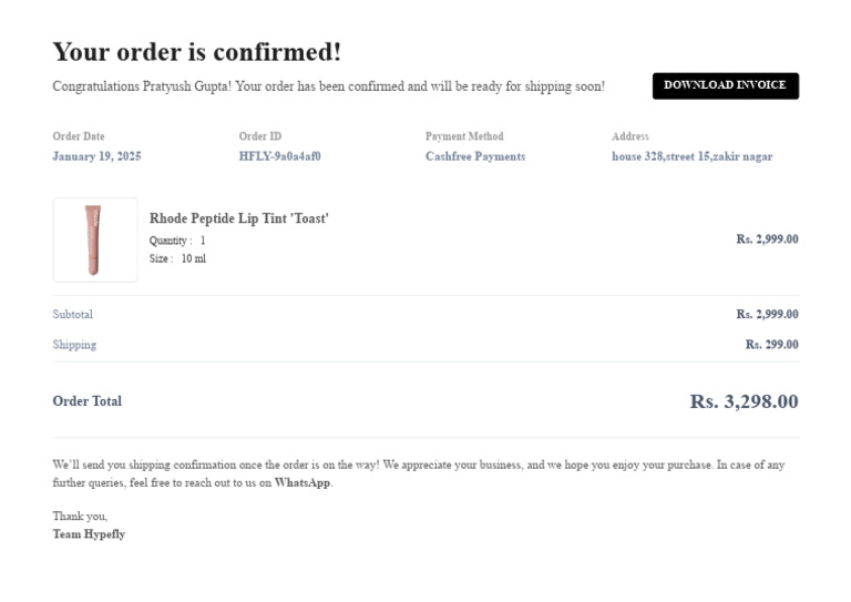 Order Confirmation for HFLY-9a0a4af0 | PDF