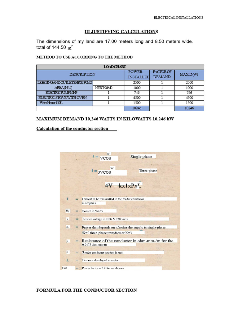 Electrical Installation Load Calculations | PDF | Mains Electricity ...