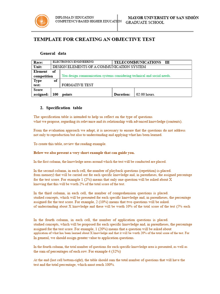 Template for Creating the Objective Test | PDF | Network Topology ...