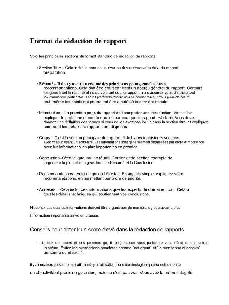 Guide de rédaction de rapports efficace | PDF | Vérité | Phrase