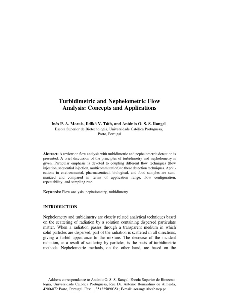 Turbidimetric and Nephelometric Flow Analysis... | PDF