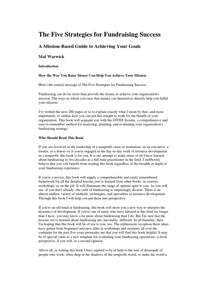 Five Strategies for Fundraising Success | PDF | Fundraising | Strategic ...