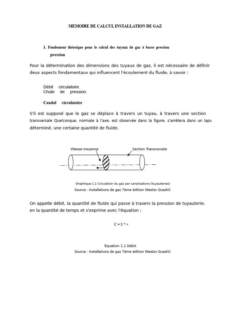 Calcul des Tuyaux de Gaz à Basse Pression PDF Tuyau Pression — free download
