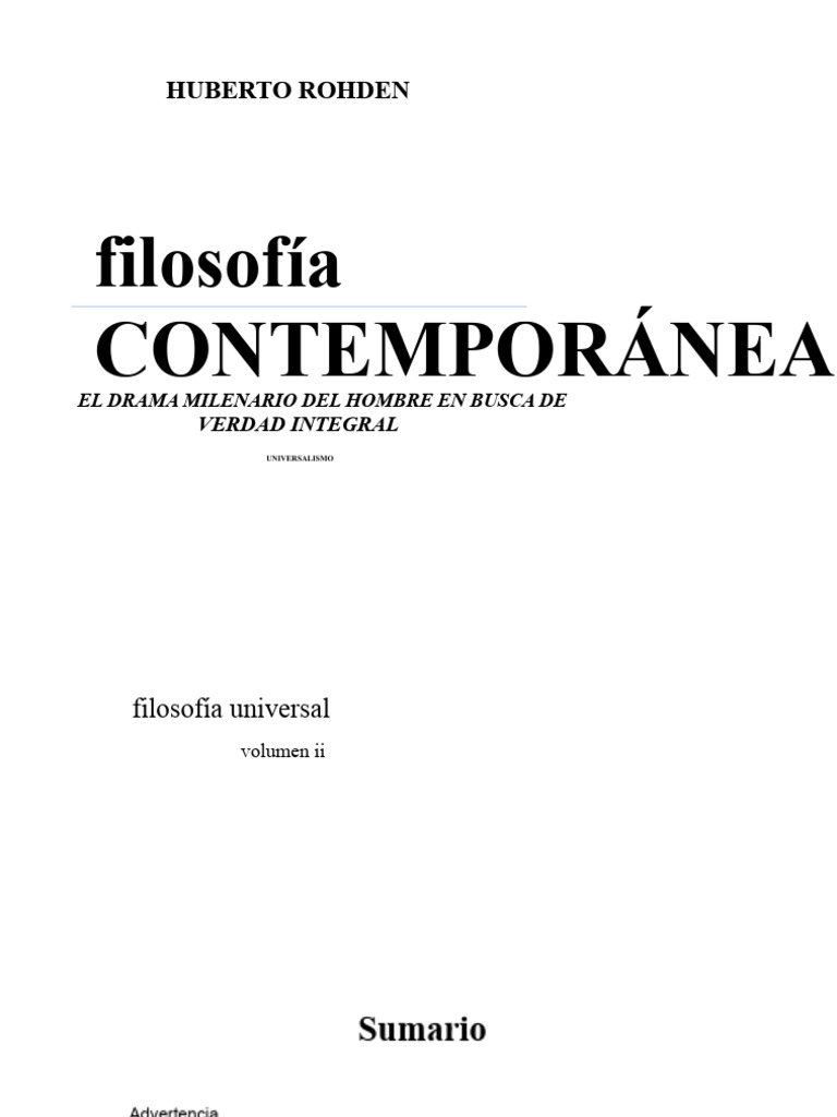 Huberto Rohden - Filosofía Contemporánea | PDF | Agustín De Hipopótamo ...