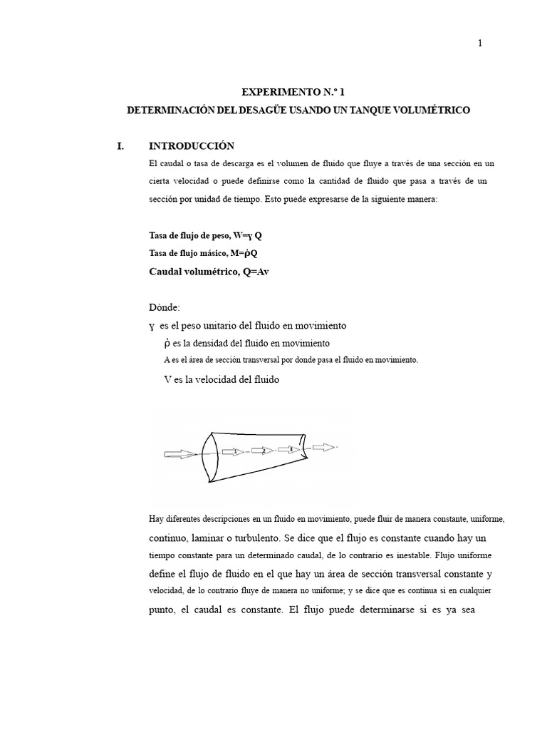 Caudal de Fluido en Experimentos de Desagüe | PDF | Descarga ...