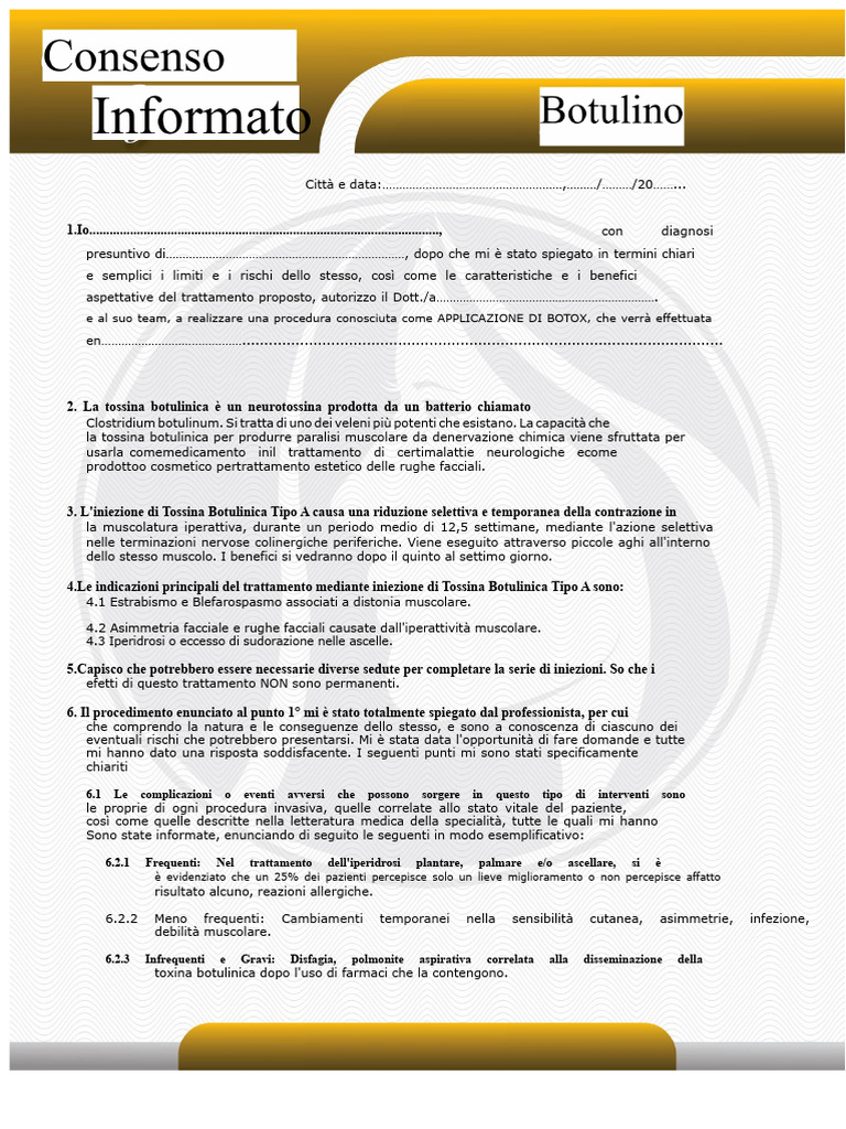 Consenso Informato - Botox | PDF