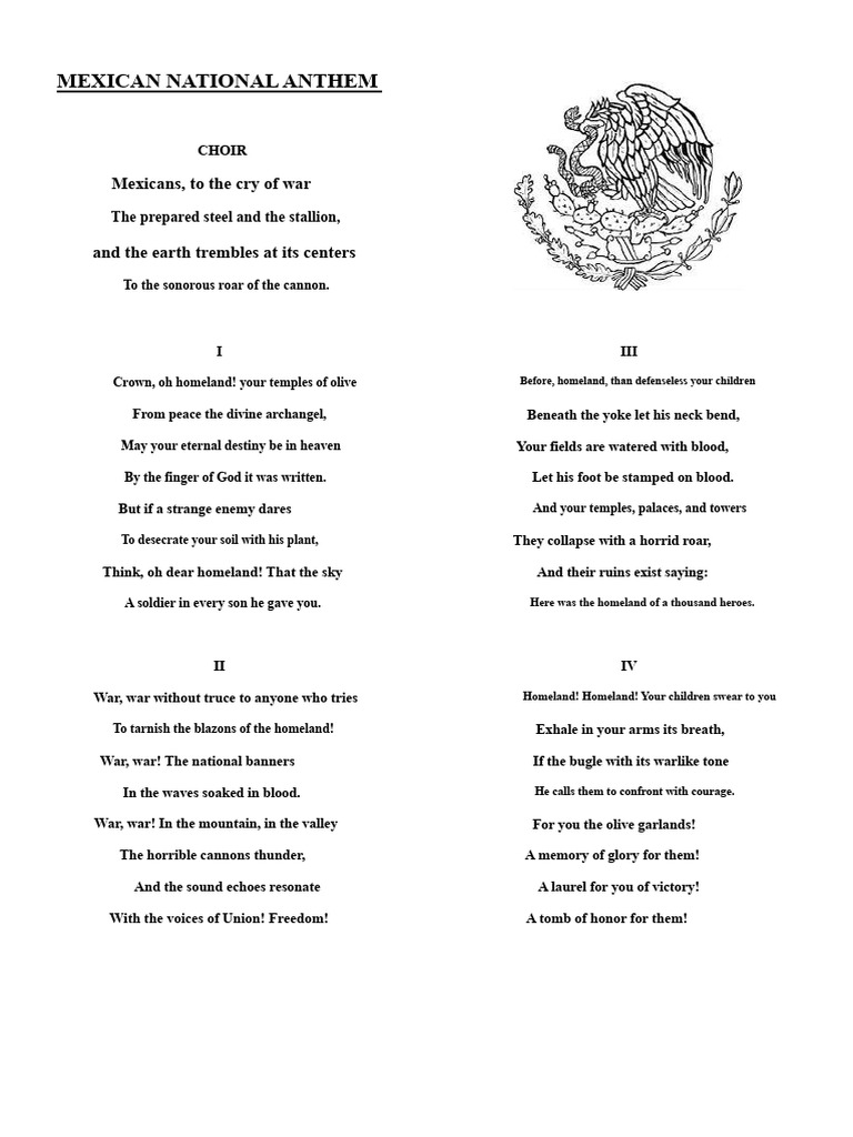 Complete Lyrics of The Mexican National Anthem | PDF
