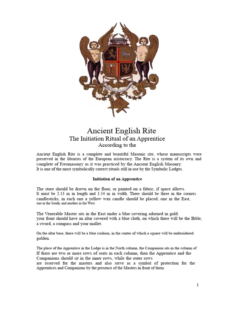 Ancient English Rite-Apprentice | PDF | Masonic Lodge | Freemasonry