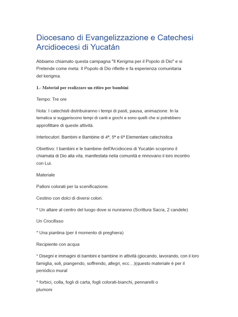 Ritiro Dei Bambini. | PDF