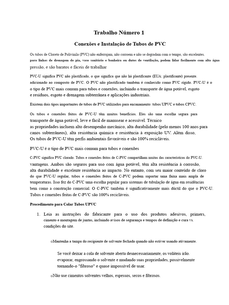 Instalação de Tubos de PVC: Guia Completo | PDF | Cloreto de polivinila ...