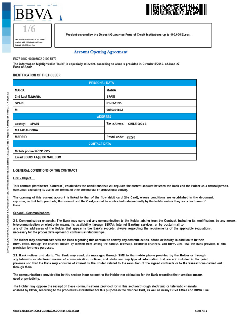 Account Opening Contract PDF | PDF | Cheque | Banks