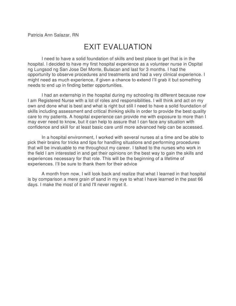 Exit Eval. | PDF | Career & Growth | Wellness