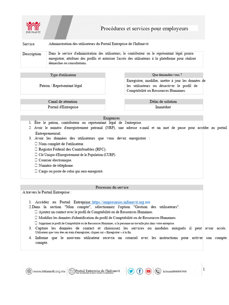 Administration des utilisateurs Infonavit | PDF | Informatique