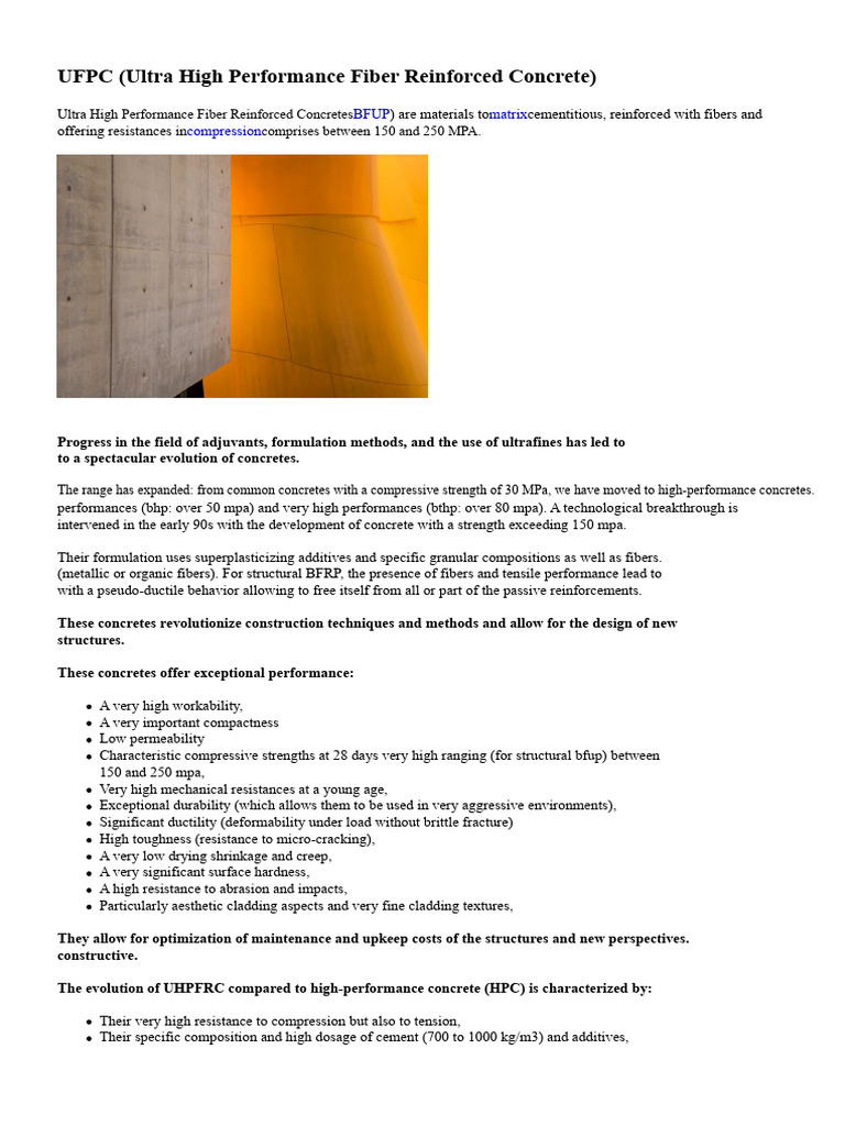 Ultra High Performance Fiber Reinforced Concrete | PDF | Concrete ...