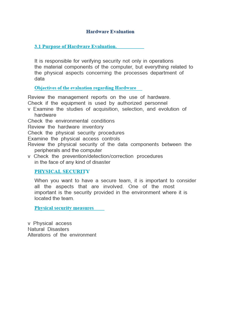 Hardware Evaluation and Security Audit | PDF | Backup | Internal Audit