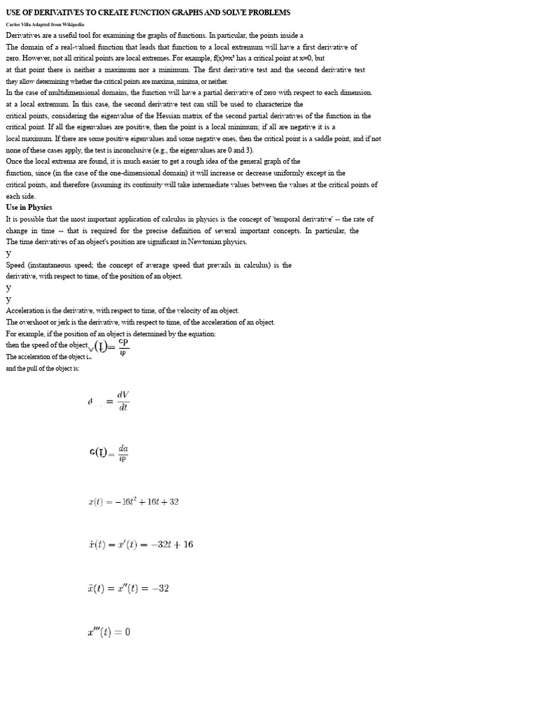 Derivatives for Function Graphing and Analysis | PDF | Derivative | Tangent