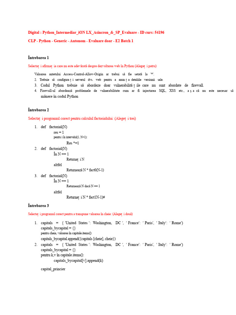 Digital Python Intermediar iON LX Async SP Evaluare | PDF