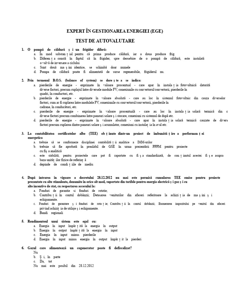 Test de Autoevaluare Pentru Examenul EGE | PDF