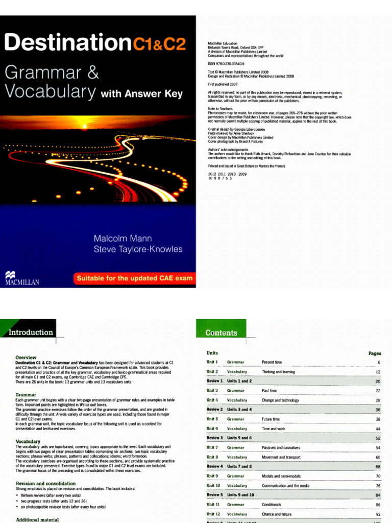 Destination C1 C2 Grammar and Vocabulary | PDF