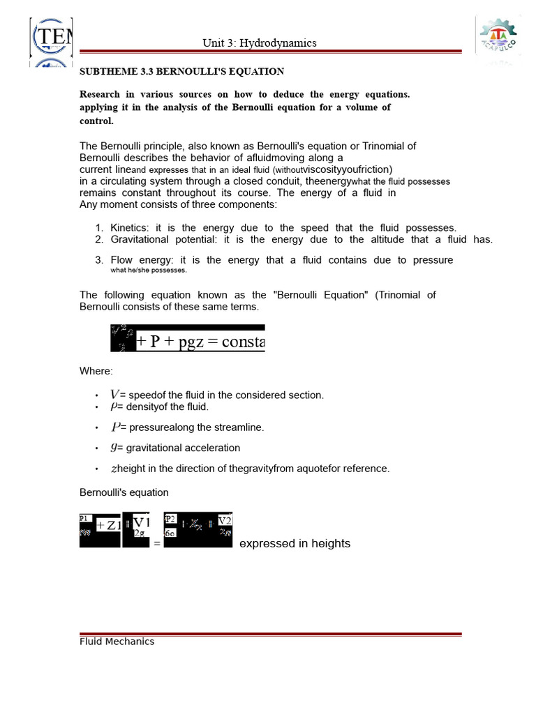 Understanding Bernoulli's Equation | PDF | Fluid Dynamics | Pressure