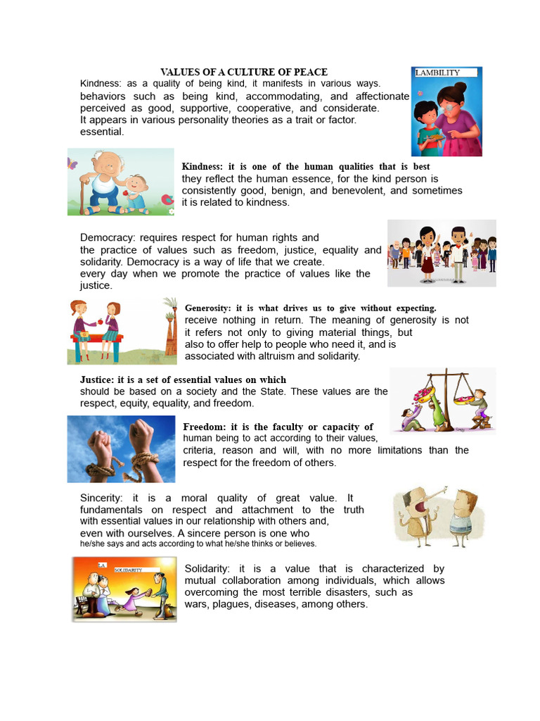 Core Values of a Peaceful Culture | PDF | Value (Ethics) | Courage