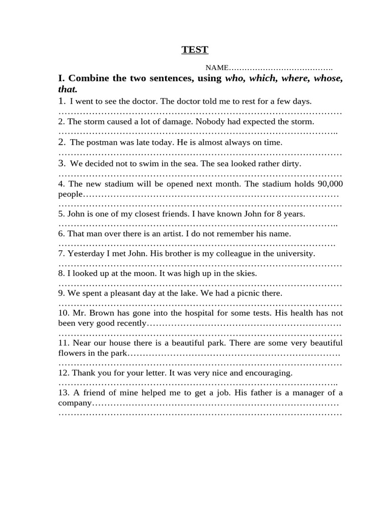 Sentence Combination and Transformation Test | PDF | Chess | Chess Theory