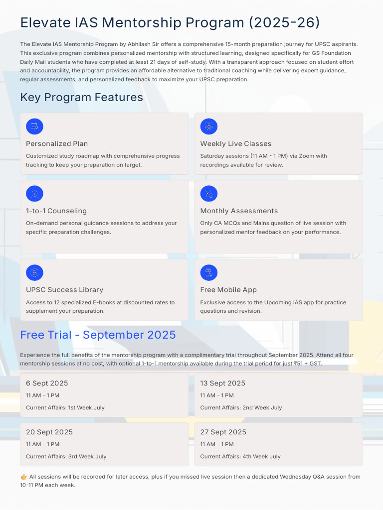Elevate IAS Mentorship Program 2025-26 | PDF | Mentorship